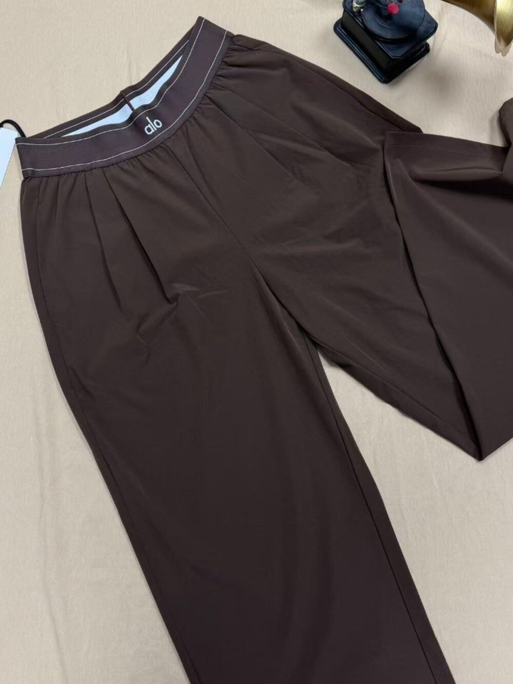 ALO Yoga Suit Up Trouser Espresso XS✨High Rise Relaxed Wide Leg Pants - Picture 2 of 7
